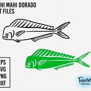 Mahi Mahi Dorado SVG Schnittdatei, Sportfisch svg Line Art Sticker Design, Illustrierte Ozean Kunst Cricut Dateien Fische, Bügelbild digital Sticker PNG