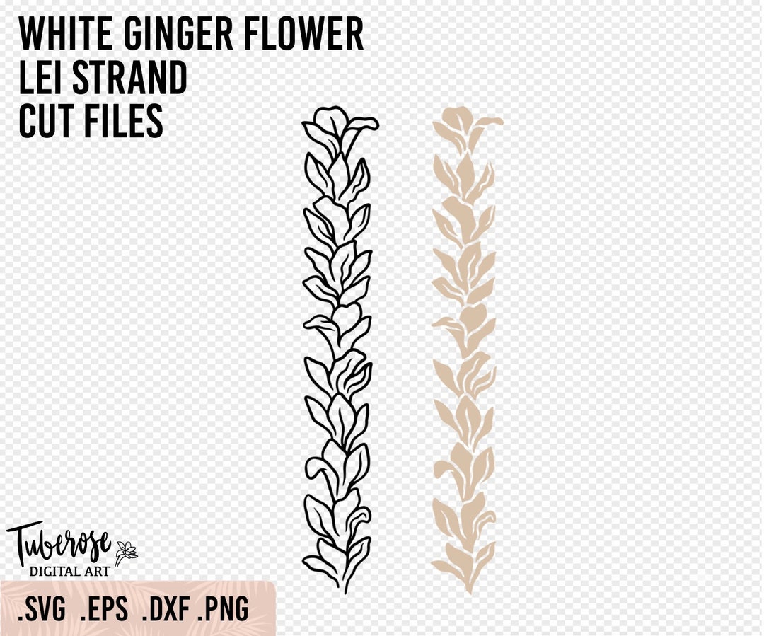 White Ginger Flower Lei SVG Floral Lei Garland Cut File Etsy