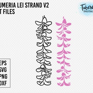 Plumeria Lei Version2 SVG, lei strand svg Flower Garland Cut File, Frangipani wrap around Cricut File, Plumeria Cup Decal, Flower Strand PNG