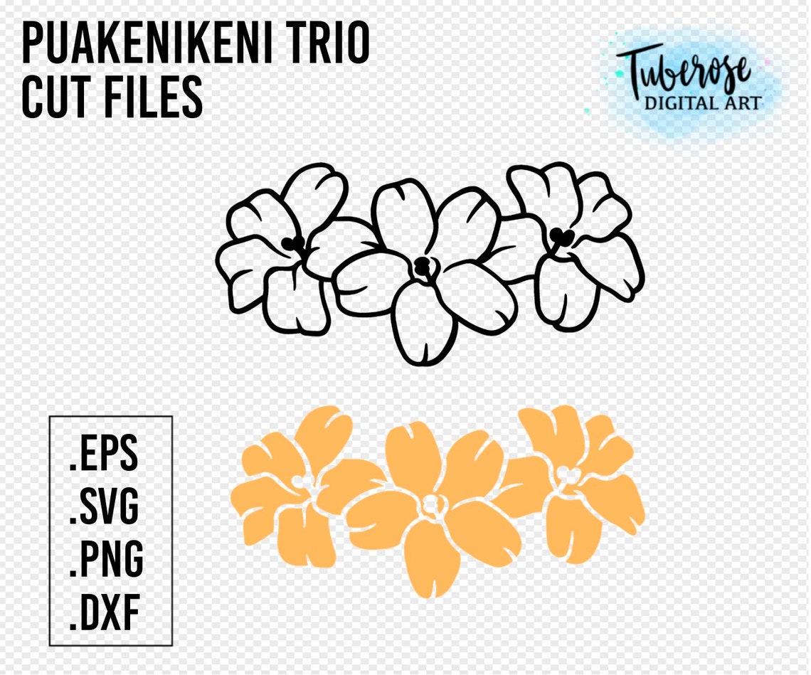 Puakenikeni Trio SVG Floral Sticker Design Hawaiian Flower Etsy