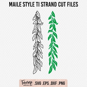 Maile Style TI Lei Strand SVG, Hawaiian Garland Cut File, Leafy strand Cricut File decal, laser engraving, iron on, wedding lei SVG