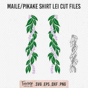 Lei Pikake Maile, lei da maglietta appesa in formato SVG. 2 design, lei da maglietta da stirare, file SVG con Lei Pikake Maile twist per Cricut, design di lei da maglietta