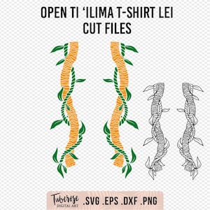 Open Ti 'Ilima Lei, hangende shirt lei SVG's. T-shirt lei opstrijkbaar, Lei Ilima bloemen svg Cricut-bestanden, Lei shirt ontwerp