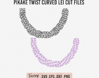 Curved Pikake Lei, 3 Strand Pikake Twist SVG, Floral Lei Garland Cut File, Cricut files, Pikake shirt iron on and Decal Hawaiian Flower PNG