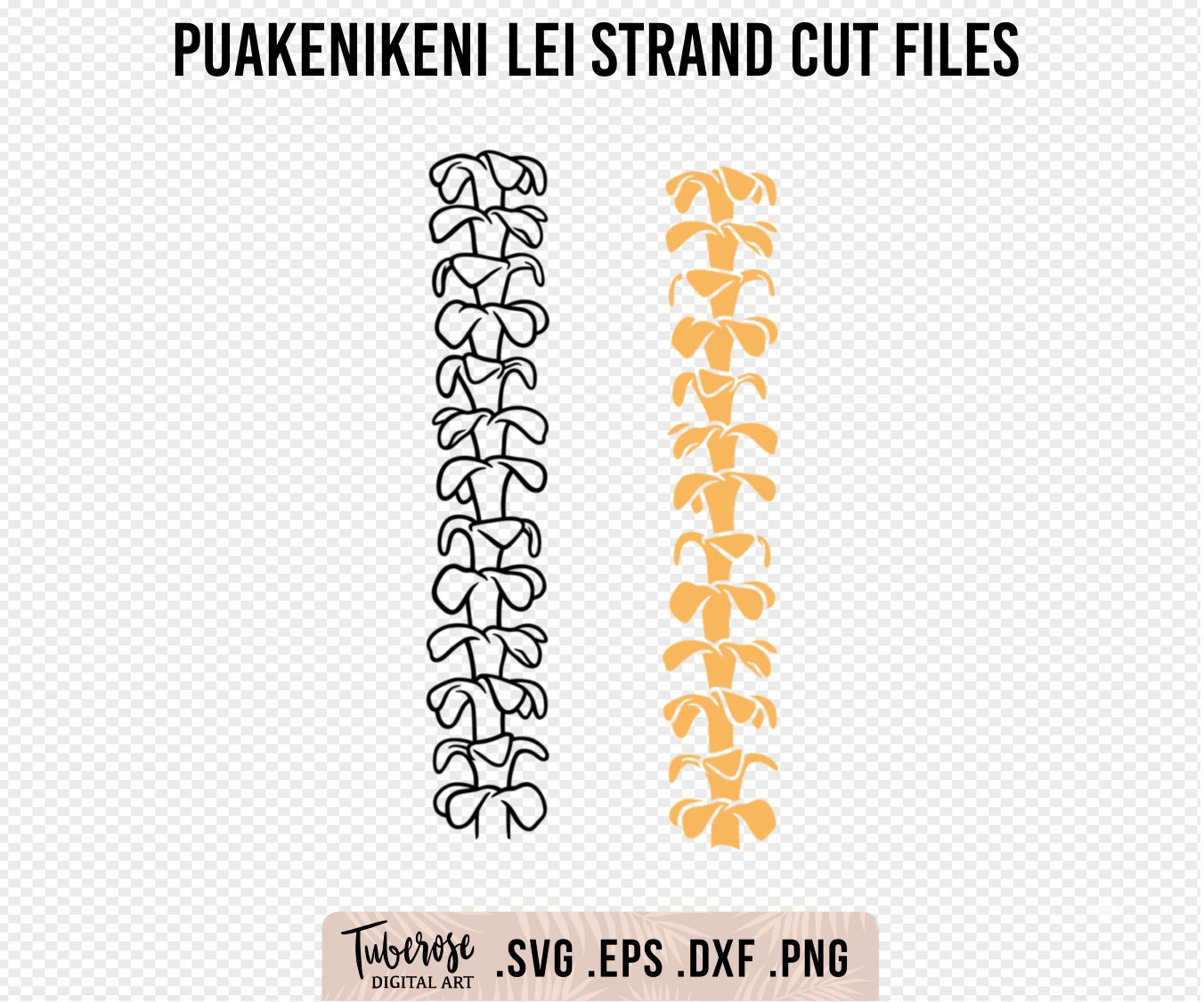 Puakenikeni Lei SVG, Lei Puakenikeni Flower Strand Garland Cut