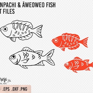 Menpachi and Aweoweo Fish SVG set, Hawaiian Bigeye, fisherman svg, reef fish cut files, Fish Sticker designs, Red fish clip art