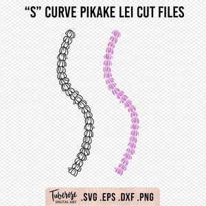 S Curve Pikake Lei SVG, Floral line art and solid cut files, Pikake Jasmine Cricut File, great for cups, decals, engraving, iron ons PNG
