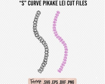 S Curve Pikake Lei SVG, Floral line art and solid cut files, Pikake Jasmine Cricut File, great for cups, decals, engraving, iron ons PNG