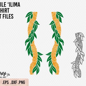 Maile Ilima Lei, hanging shirt lei SVG's. 2 designs, T-shirt lei iron on, Lei Ilima floral svg Cricut files, Shirt Lei design