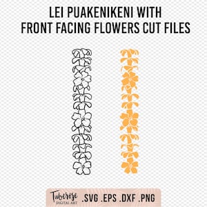 Lei Puakenikeni con flores frontales SVG, archivo de corte de guirnalda de flores Lei Puakenikeni, archivo Cricut, calcomanía Puakenikeni, planchado png