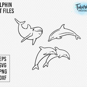 Delfin SVG Schnittdatei, Sea Animal Cut Dateien, Delfin Line Art Sticker Design, Illustrierte Ocean Art Cricut Dateien, Bügelbild Digital Sticker