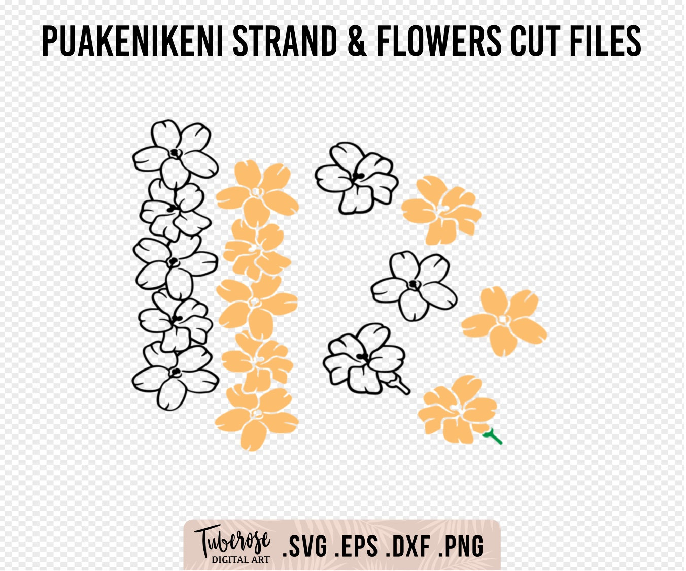 Puakenikeni Strand and Flowers SVG Bundle, Lei Strand Svg Puakenikeni Strand and Flowers SVG Bundle, Lei Strand Svg