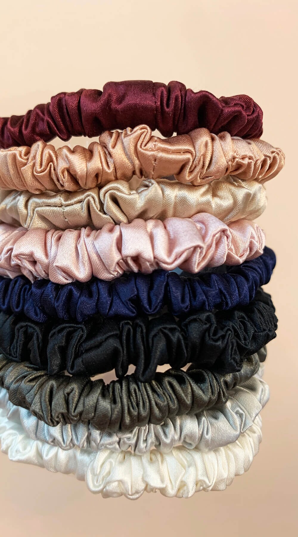 PACK OF 9 Silk Hair Ties Silk Hair Bands Silk Skinny Etsy