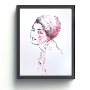 クリムトにインスパイアされた肖像画のスクリーンプリント - 限定版サイン入りセリグラフ 11.8x15.7インチ (30 x 40 cm)
