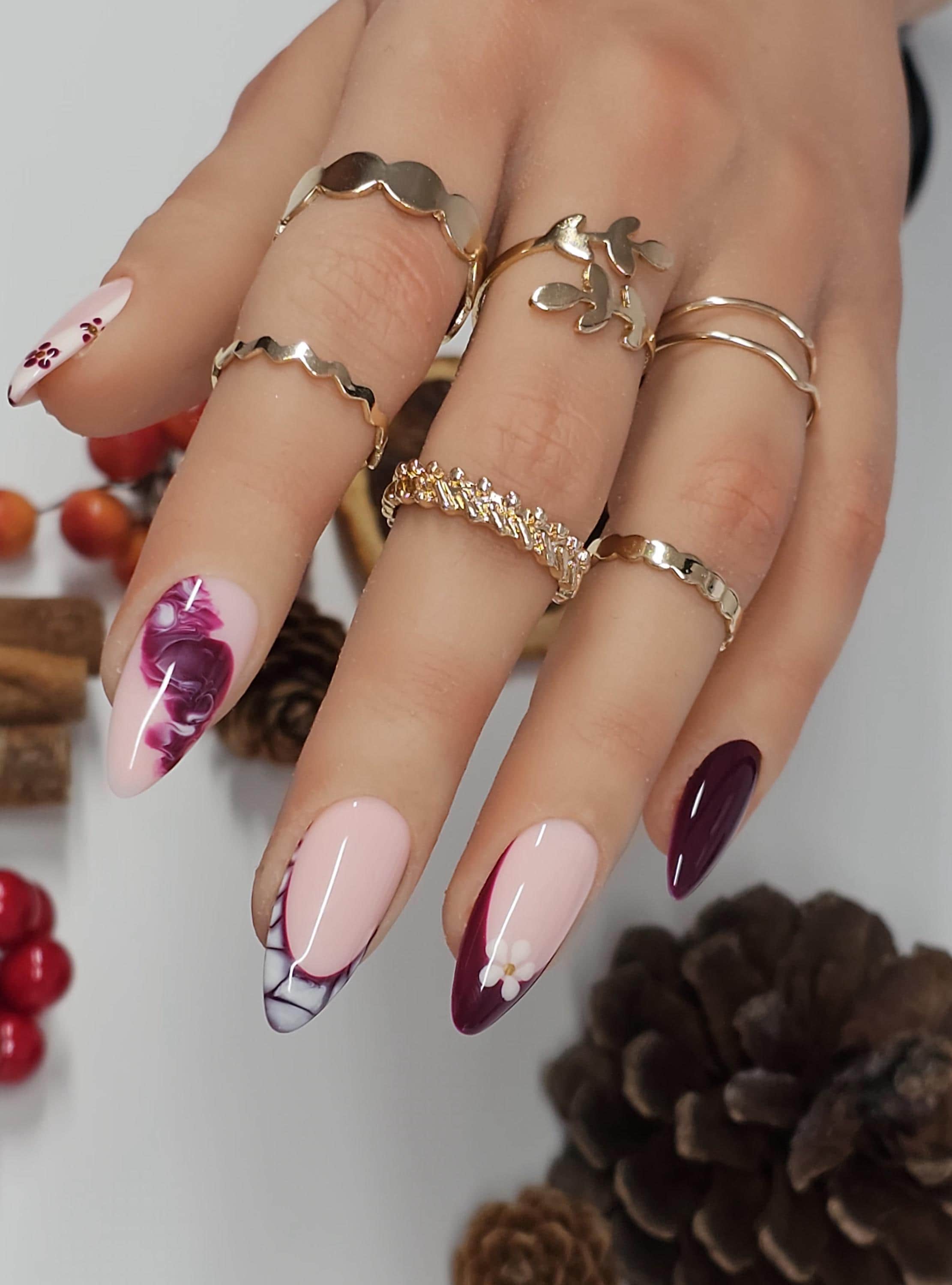burgundy dress nails What Color Nails With Burgundy Dress?