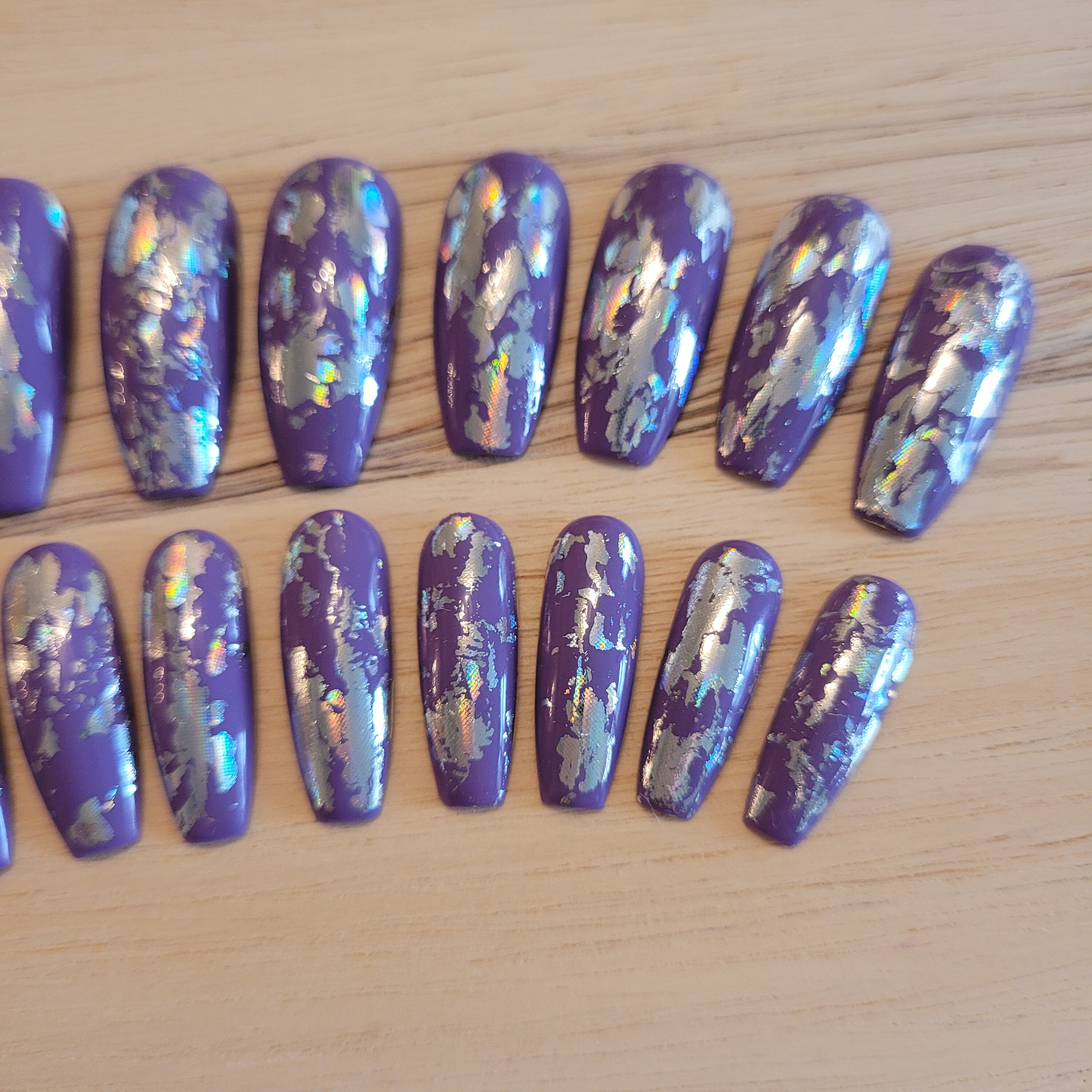 Lila und Silber urbanen Stil handgemachte Presse auf Nägel | Etsy