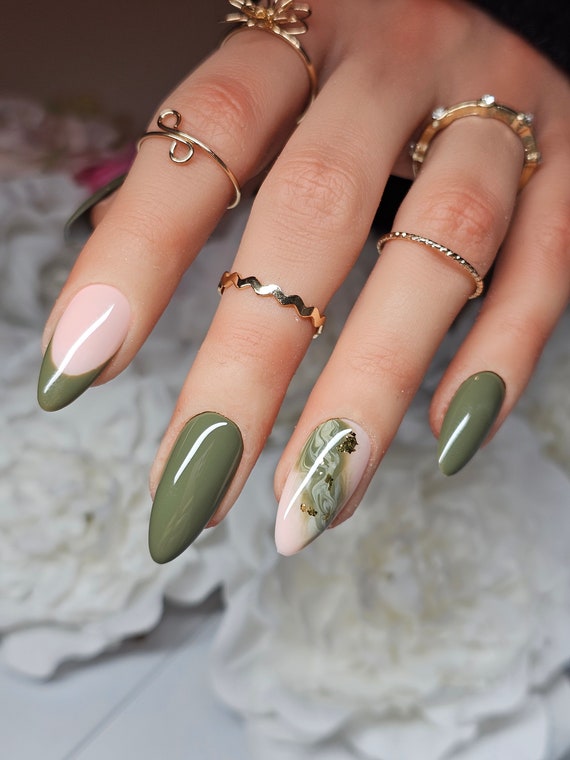 Olive on sale green nails