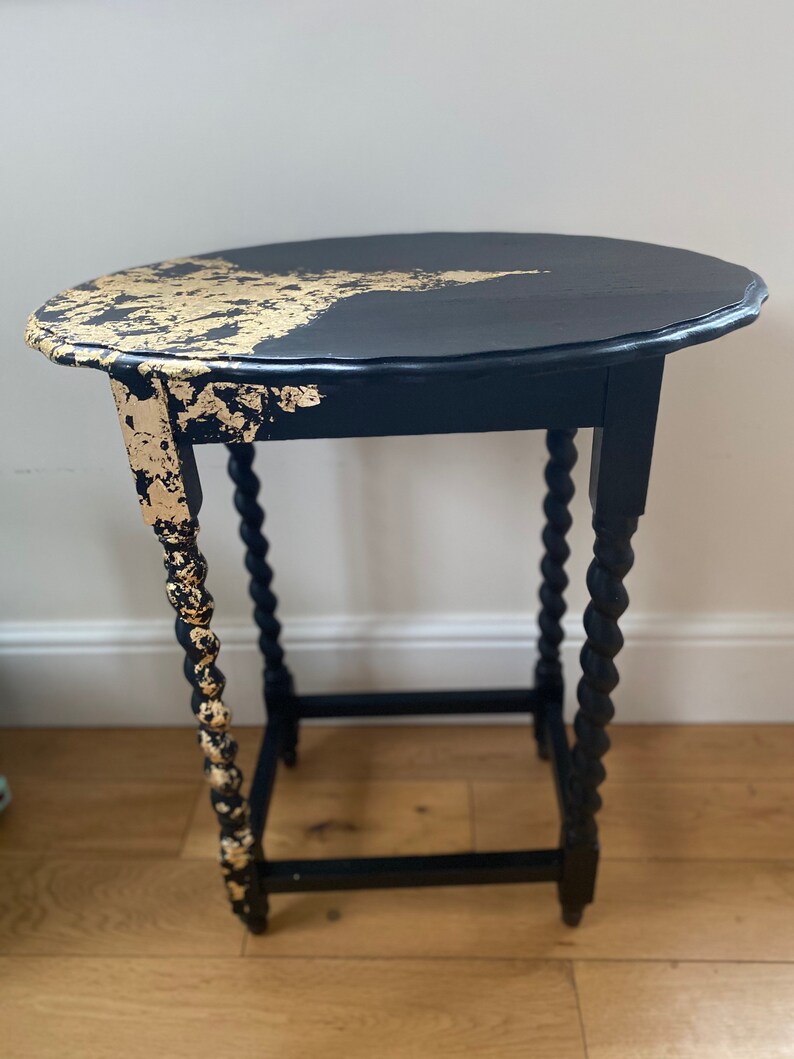 Gold Leaf Table Black Etsy UK