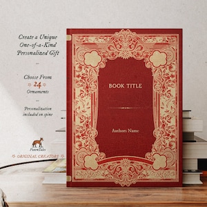 Scarlet Red Personalized Custom Book wedding vintage aesthetic  lined blank hardcover journal notebook  gifts stationary