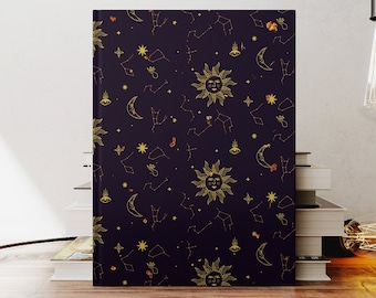 Sun and Constellations Notebook celestial astrology aesthetic witchy  gifts spiral hardcover perforated lined blank journal stationary