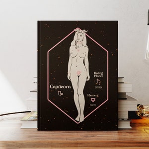 Steenbok Zodiac Signs Notebook feministische astrologie sterrenbeeld heksachtige geschenken geperforeerd bekleed spiraal leeg hardcover dagboek stationair
