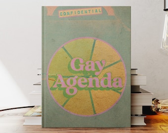 Gay Agenda Vintage 70s Notebook funny LGBTQ perforated lined spiral blank hardcover journal gifts stationary