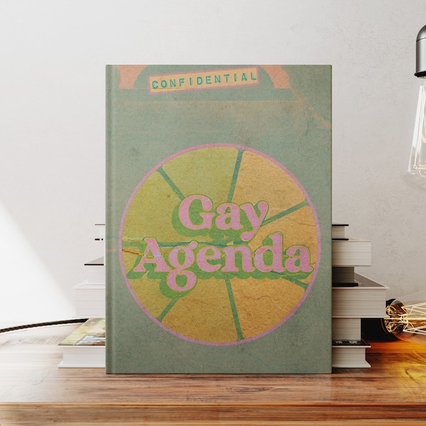 Gay Agenda Vintage 70s Notebook funny LGBTQ perforated lined spiral blank hardcover journal gifts stationary