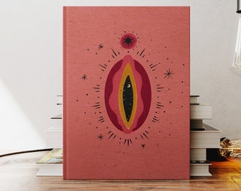 Feministisches Notizbuch: Vulva Vintage Design, liniertes Notizbuch