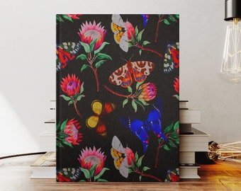 Flowers moths and butterflies Notebook insects vintage aesthetic perforated lined spiral blank hardcover journal  gifts stationary