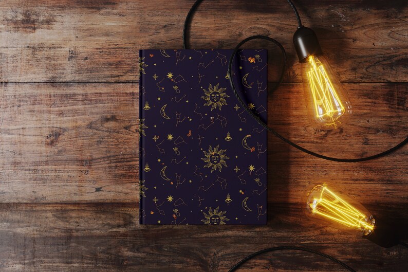 Sun and Constellations Notebook celestial astrology aesthetic witchy gifts spiral hardcover perforated lined blank journal stationary image 4