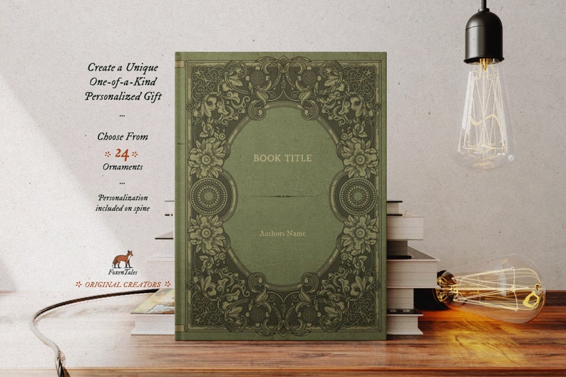 Antique Green Personalized Custom Book wedding vintage aesthetic lined blank hardcover journal notebook gifts stationary imagem 1