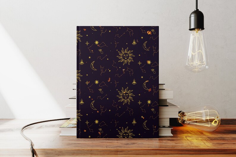 Sun and Constellations Notebook celestial astrology aesthetic witchy gifts spiral hardcover perforated lined blank journal stationary image 1