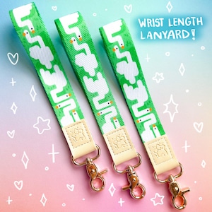 Goofy Goose WRIST-LENGTH Lanyard Cute Geese Bird Springtime Silly Goose Wristlet Keychain
