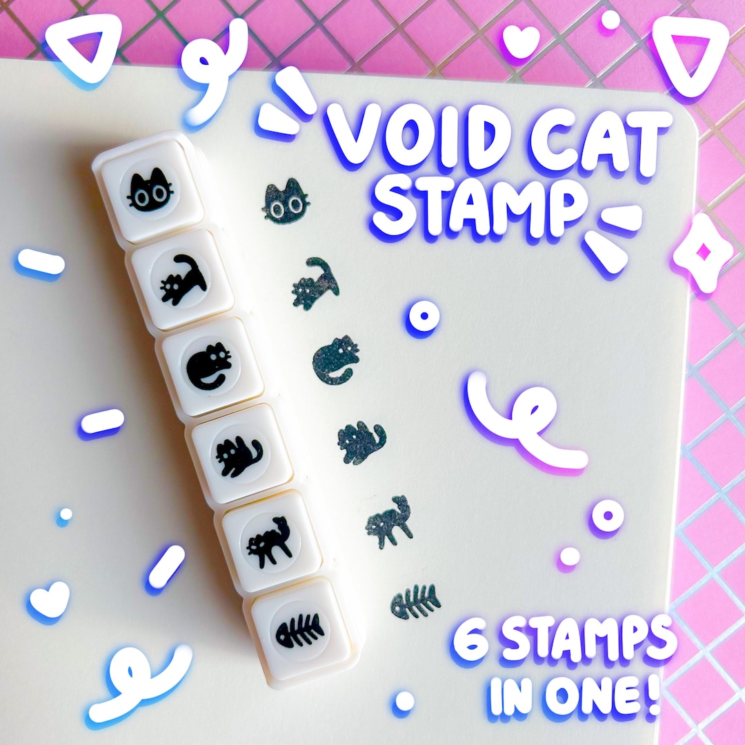 Void Cat Stamp Pre-inked Mini Punch Stamp Stationery Journaling Black Cat Kitten Pet - Etsy