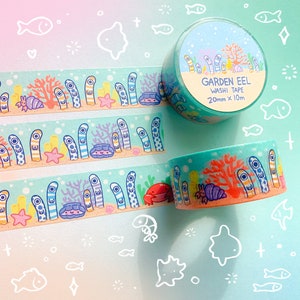 Cinta washi de anguila de jardín, naturaleza, océano, vida marina, animales, anguilas, mar, pegatinas, papelería
