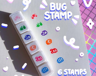 Bug Stamp Pre-Inked Mini Punch Stamp Stationery Journaling Isopod Beetle Nature Insect