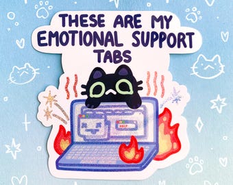 Emotional Support Tabs Holographic Waterproof Sticker Internet Browser Computer Problems Void Cat Laptop Water Bottle