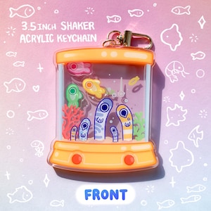 Garden Eel 3.5 Inch Shaker Acrylic Charm Critter Keeper Keychain Aquarium Sea Creature Ocean Fish