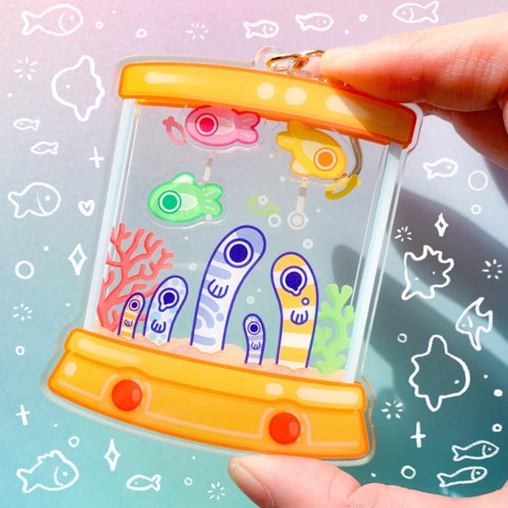Garden Eel 3.5 Inch Shaker Acrylic Charm Critter Keeper Keychain