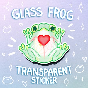 Glass Frog Transparent Clear Glossy Waterproof Sticker Cute Frogs Nature Biology Laptop Water Bottle