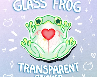 Glass Frog Transparent Clear Glossy Waterproof Sticker Cute Frogs Nature Biology Laptop Water Bottle