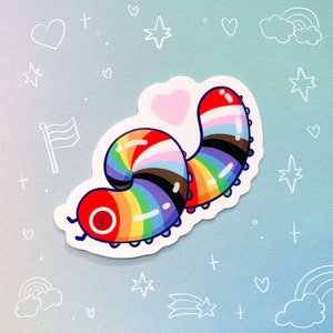 Orgullo Millipede Bug LGBTQ+ Gay Lesbianas Trans Derechos Pegatina brillante Portátiles Calcomanías Botellas de agua