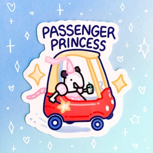 Pegatina holográfica impermeable con forma de princesa de los pasajeros, linda zarigüeya, conductor designado, tráfico, coche, portátil, botella de agua