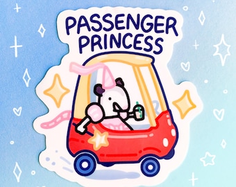 Passenger Princess Holographic Waterproof Sticker Cute Opossum Designated Driver Traffic Car Laptop Water Bottle