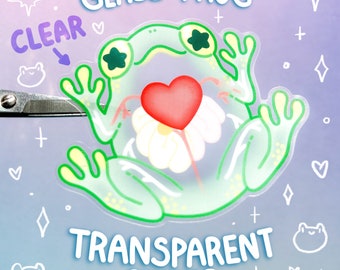 Glass Frog Transparent Clear Glossy Waterproof Sticker Cute Frogs Nature Biology Laptop Water Bottle