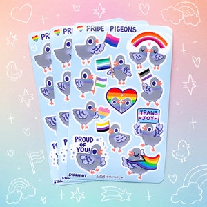 Pride Pigeon LGBTQ+ Bird Gay Lesbiennes Droits des personnes Trans, brillant imperméable, feuille d'autocollants Papeterie