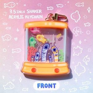 Garden Eel Underwater Ring Toss 3.5 Inch Shaker Acrylic Charm Aquarium Fish Nostalgia Keychain Nature Cute