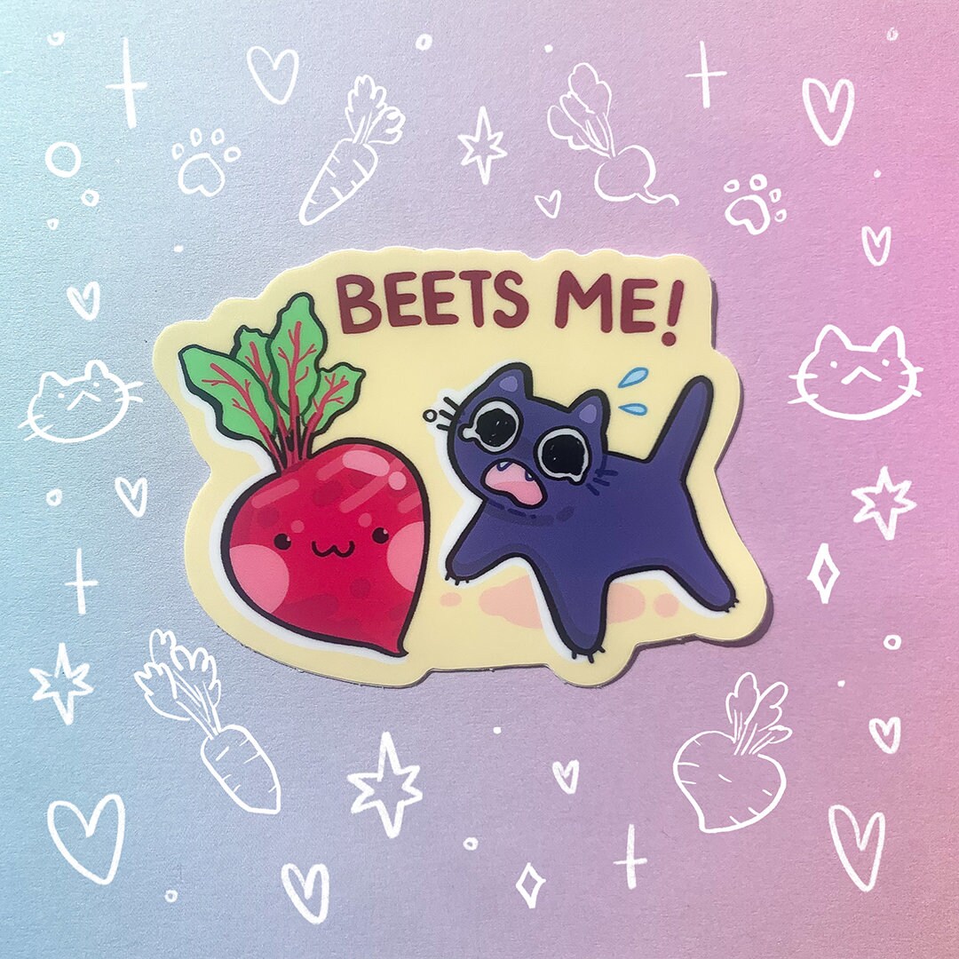 Beets Me! Glossy Waterproof Sticker Laptop Water Bottle Void Black Cat ...