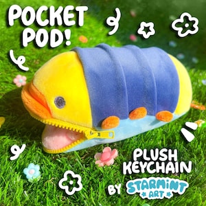Pocket Pod Plushie Keychain Rubber Ducky Isopod Pouch Pillbug Stuffed Animal Cute Bug Nature