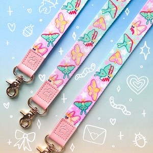 Magical Moths Lanyard Cute Luna Moth Rosy Maple Moth Pastel Love Valentine's Gift Butterfly Insect Nature